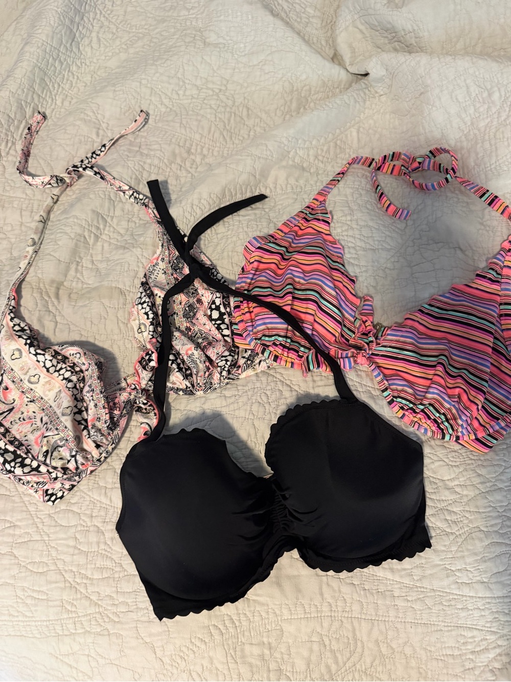 Victoria’s Secret Bikini Tops - Black, Multicolor Stripe, Paisley🖤🧡🩷
